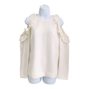 TED BAKER Cold Shoulder Pleat Top Off Ivory Color In Size 3 UK 12